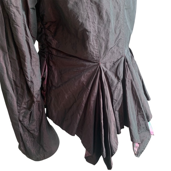 Event Jacket Shot Taffeta Fabrication Sash Front Elegant Evening Purple Black S - Picture 10 of 14